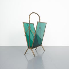 Maison Baguès Attr. Faux Bamboo Green Lucite Magazine Rack