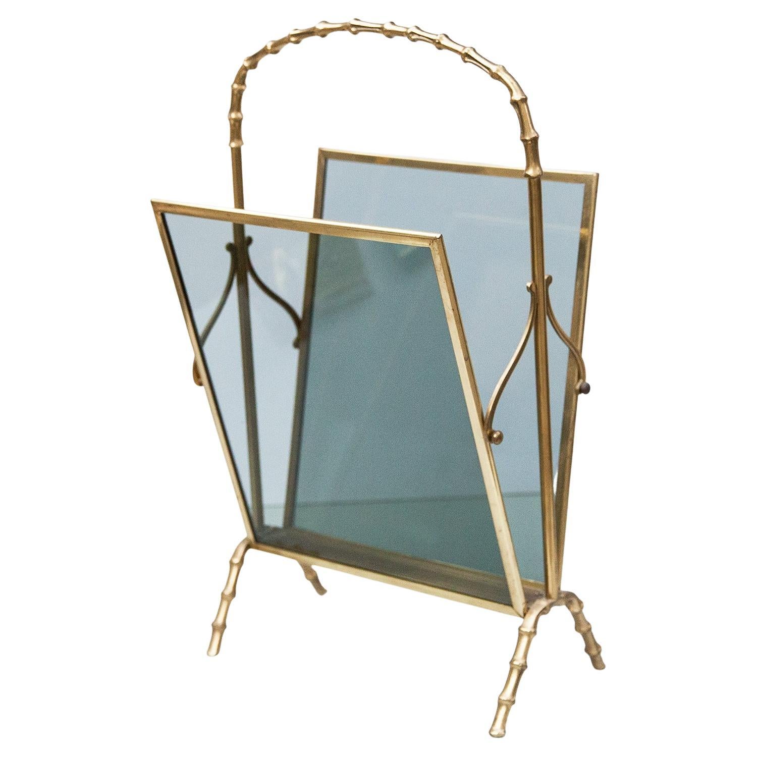 Maison Bagues Faux Bamboo Magazine Rack France 1950s For Sale