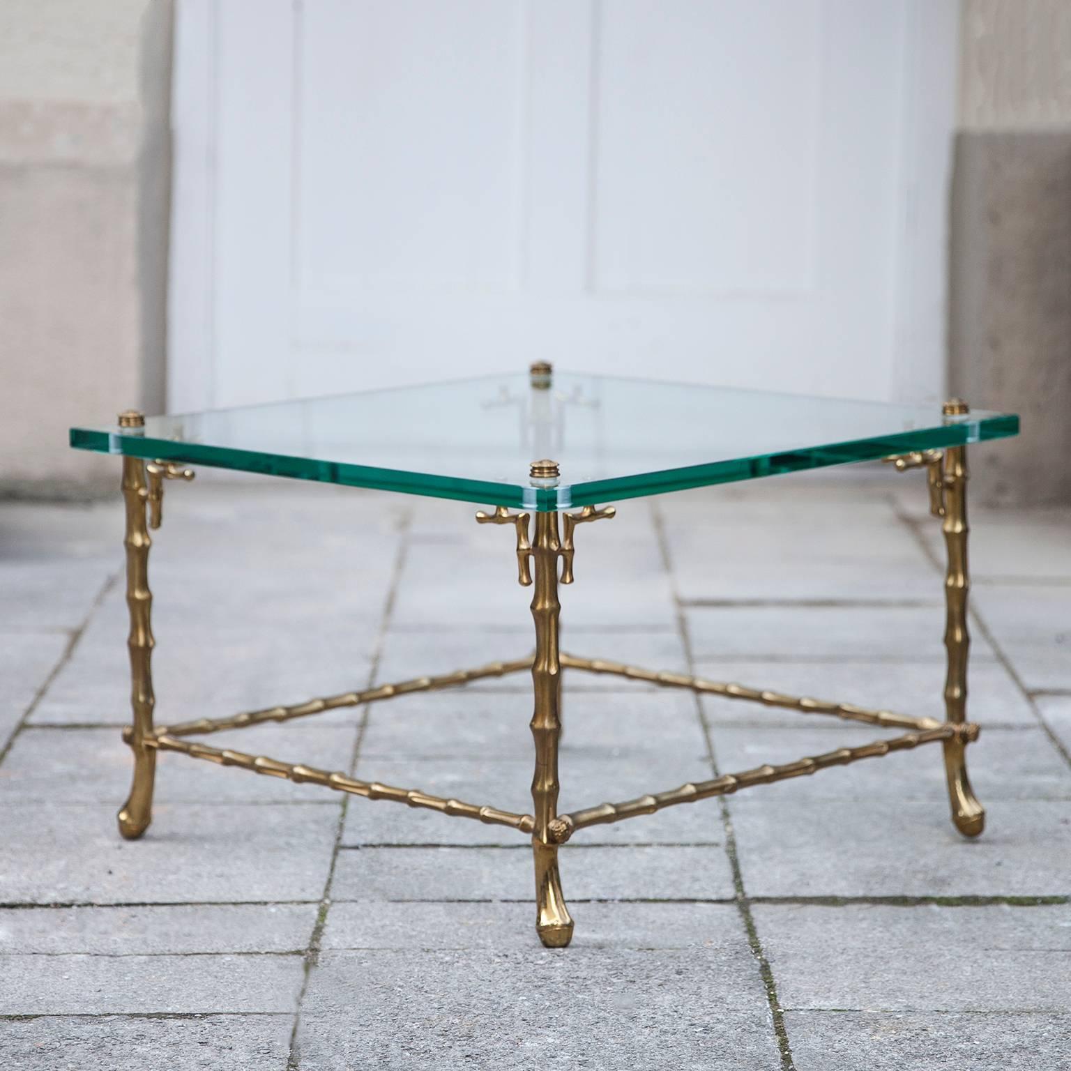 Hollywood Regency Maison Baguès Faux Bamboo Side Table, 1950s For Sale
