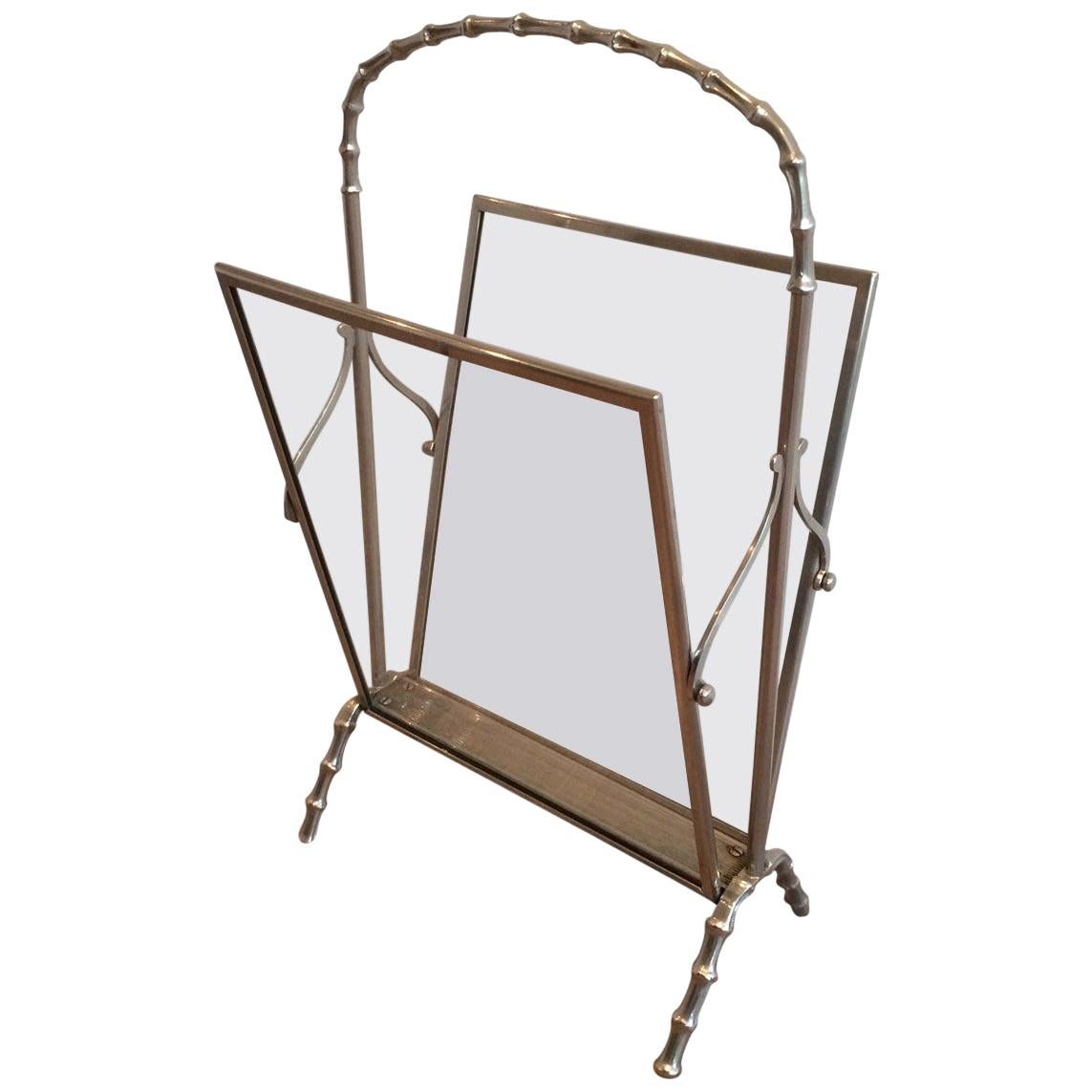 Maison Bagués Faux-Bamboo Silvered Bronze Magazine Rack