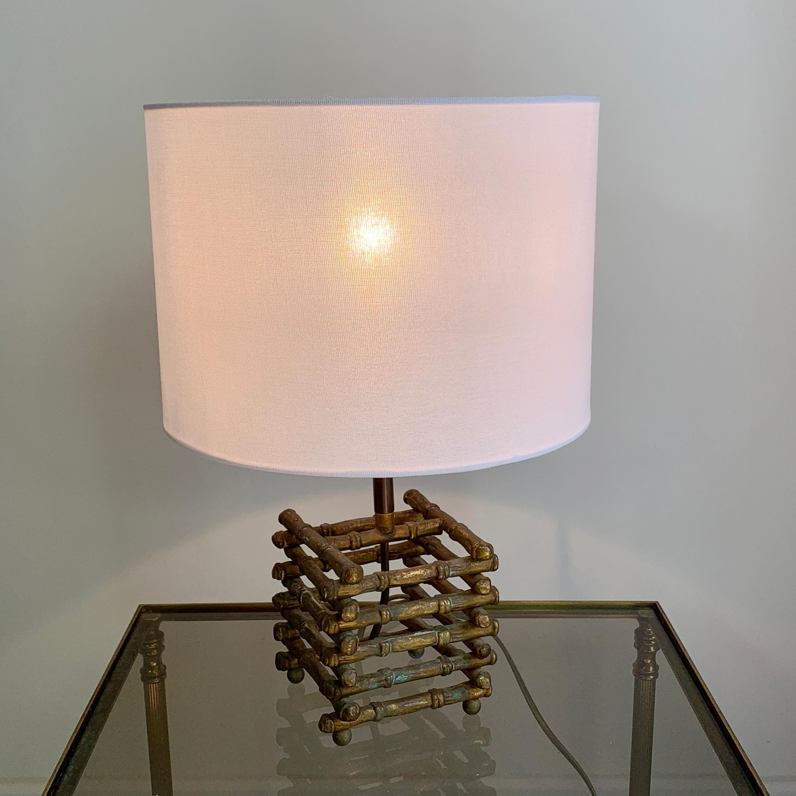 Mid-20th Century Maison Baguès Faux Bamboo Table Lamp, 1950's