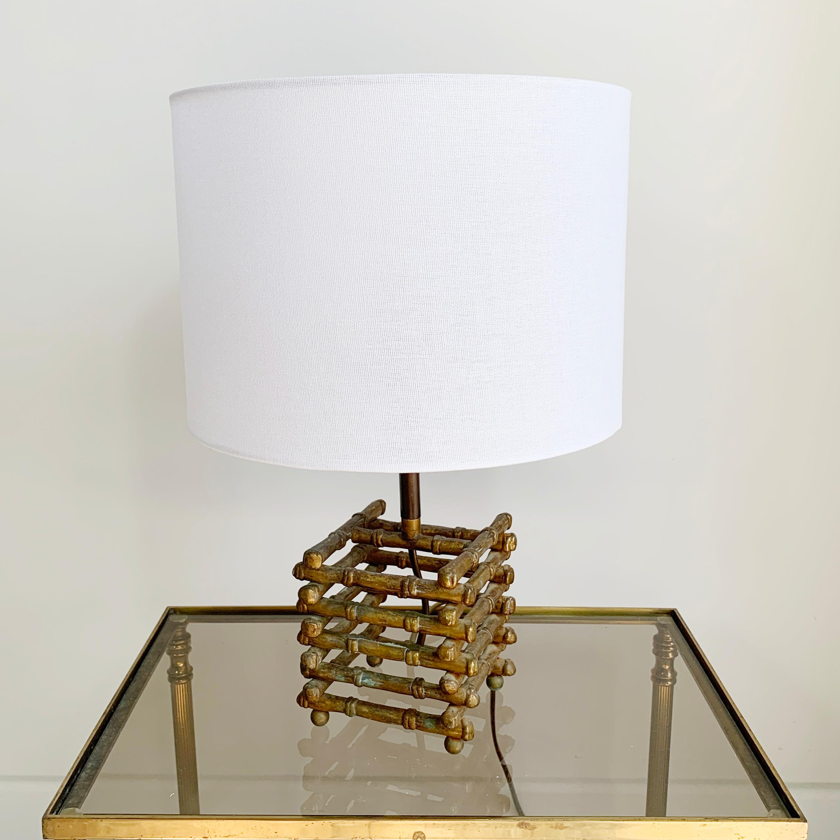 Maison Baguès Faux Bamboo Table Lamp, 1950's 3