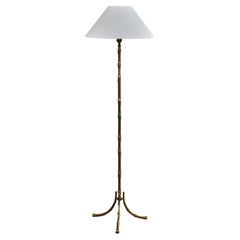 Maison Baguès, Floor Lamp, Brass, Fabric, France, 1960s