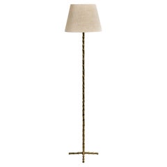 Maison Baguès, lampadaire, laiton, tissu, France, années 1960