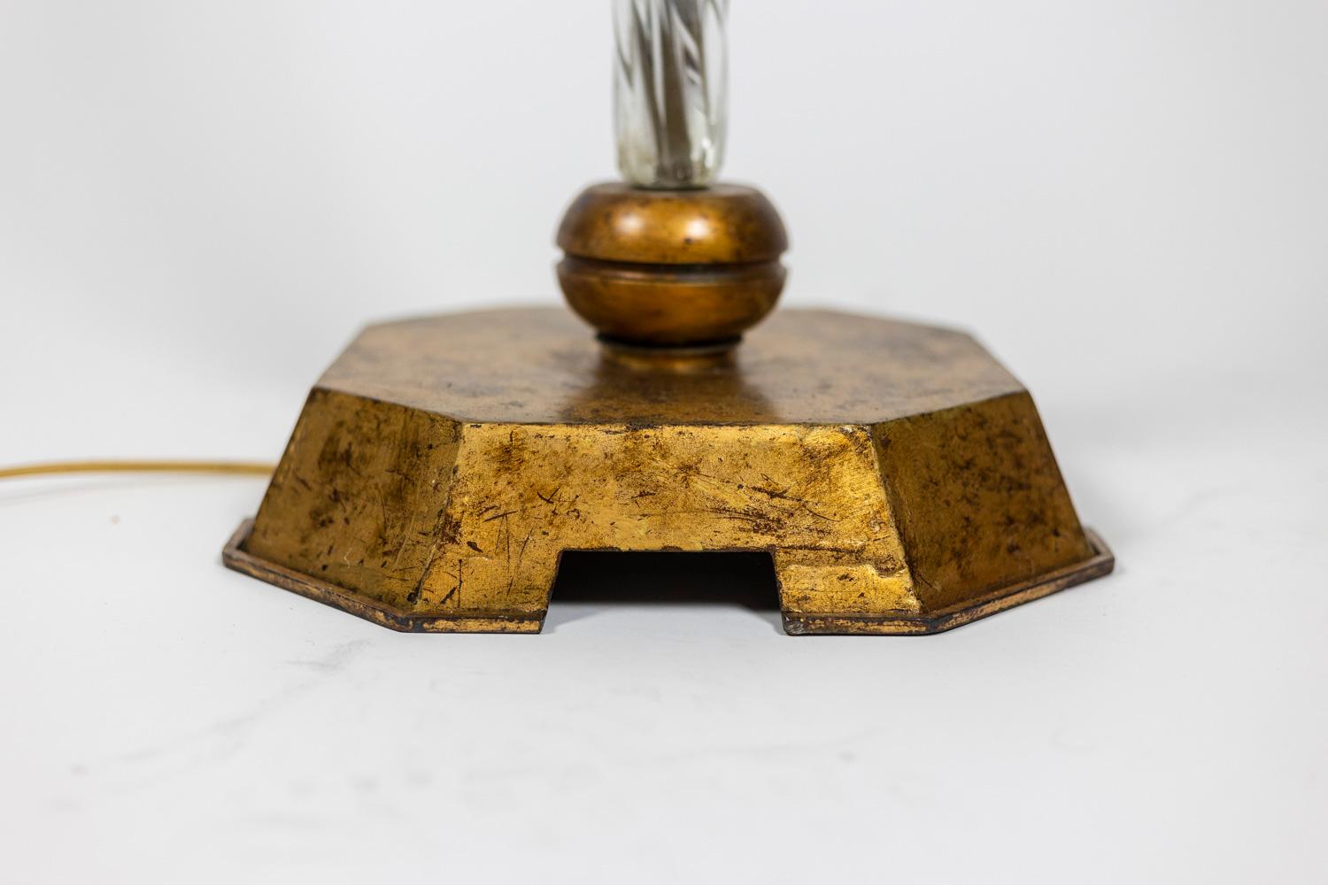 20th Century Maison Baguès, Floor Lamp in Glass and Gilded Metal, 1950s For Sale