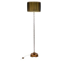 Vintage Maison Baguès, Floor Lamp in Glass and Gilded Metal, 1950s