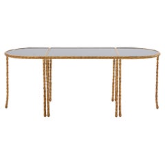 Maison Baguès foliage gilt bronze and mirror tables 1950s