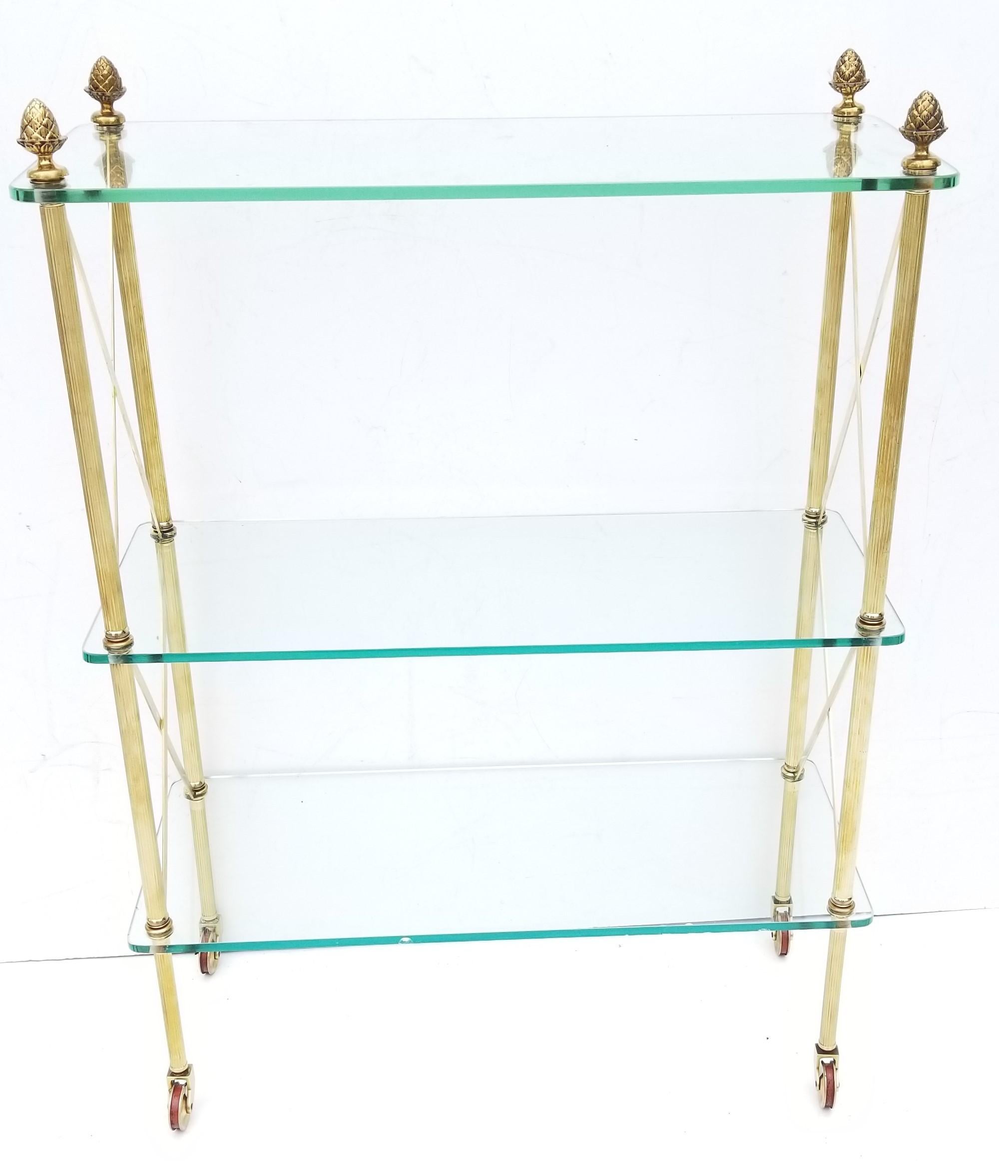 Maison Bagues French Bronze and Brass Neoclassical Table on Wheels For Sale 6
