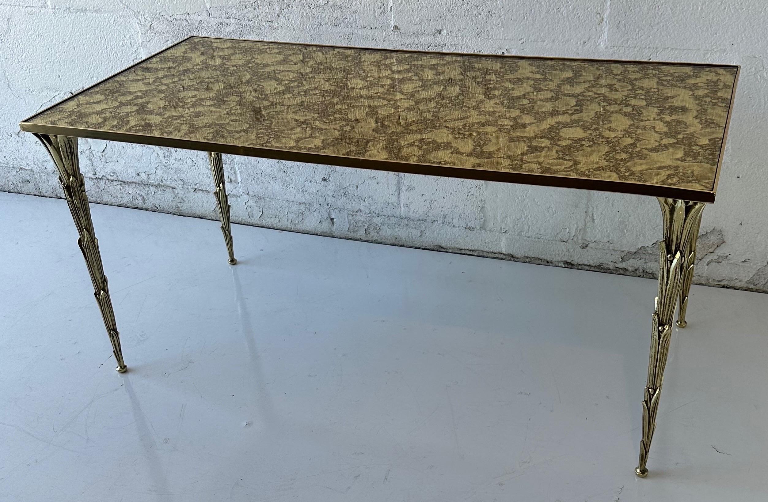 Mid-20th Century Maison Bagues French Bronze Coffee Table For Sale