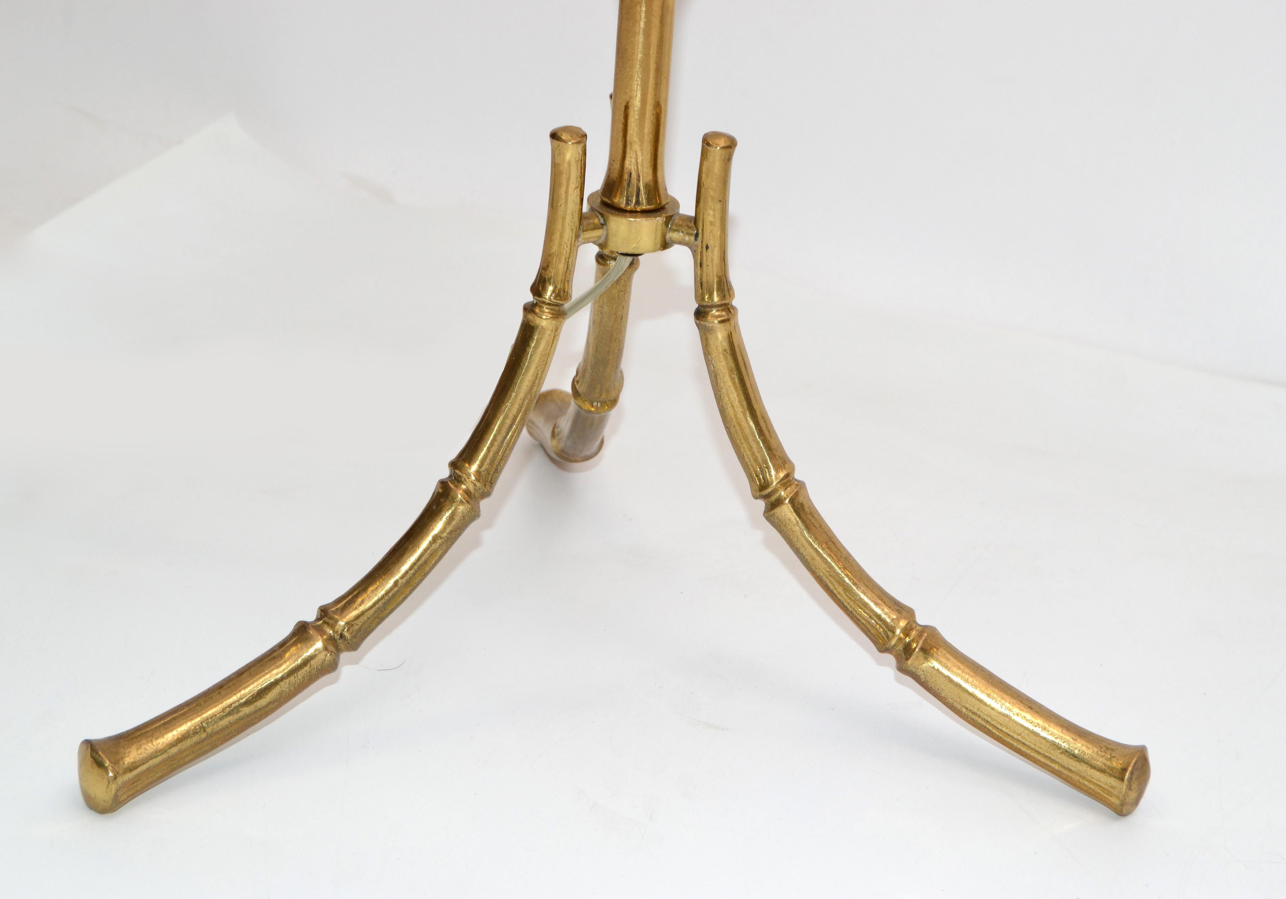 Maison Baguès French Hollywood Regency Bronze Faux Bamboo Floor Lamp 1960 - Pair For Sale 6