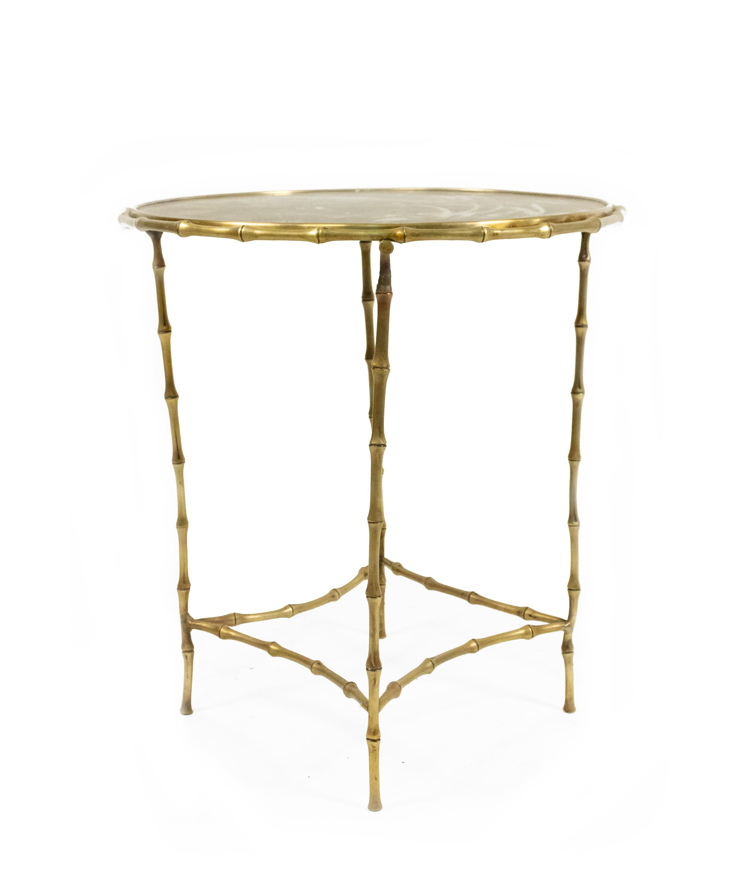 Maison Bagues French Mid-Century Brass Faux Bamboo End Table For Sale 2
