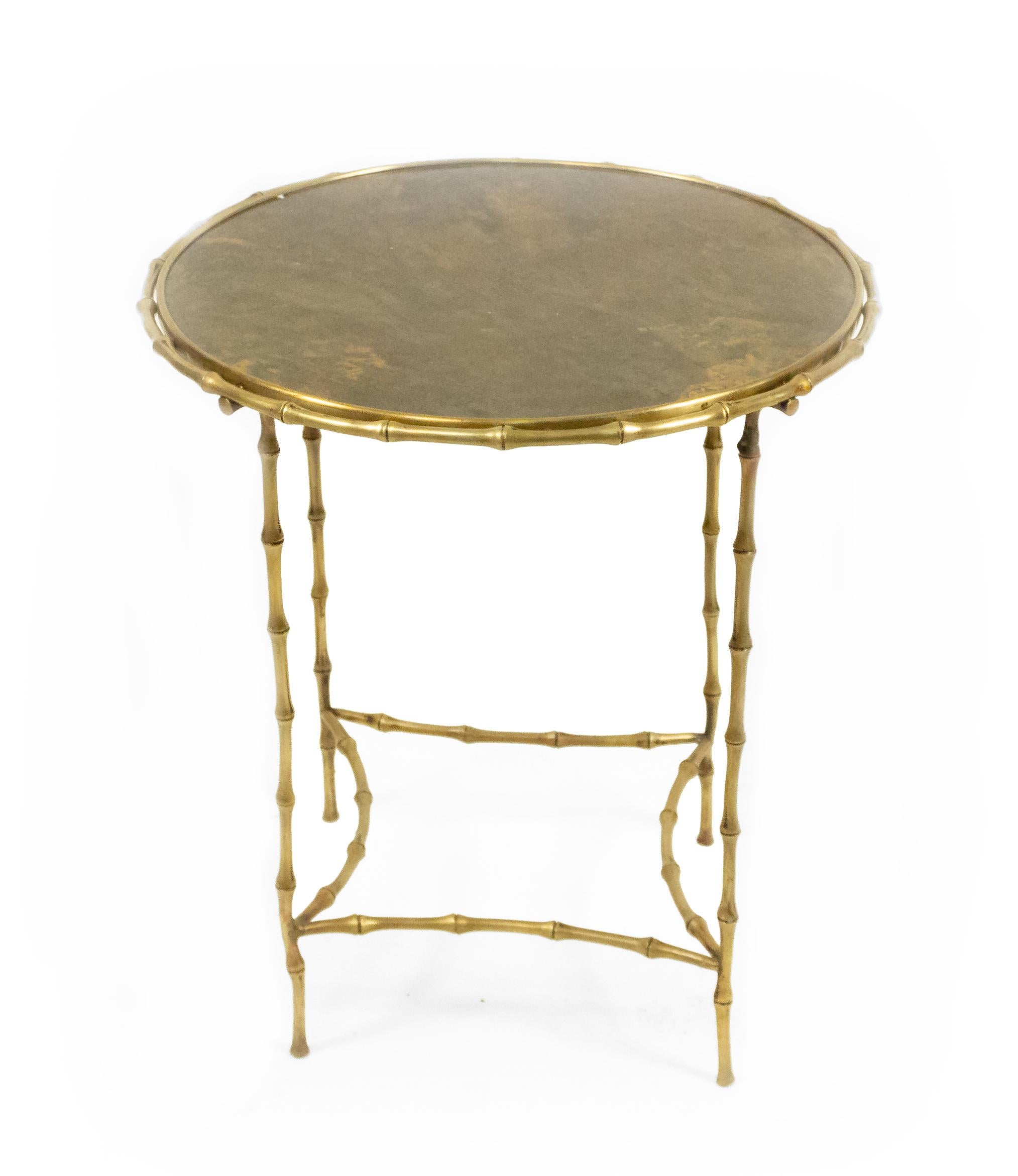 Maison Bagues French Mid-Century Brass Faux Bamboo End Table For Sale 3