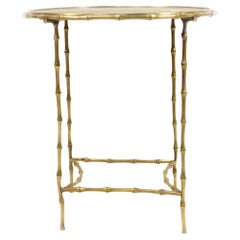 Maison Bagues French Mid-Century Brass Faux Bamboo End Table
