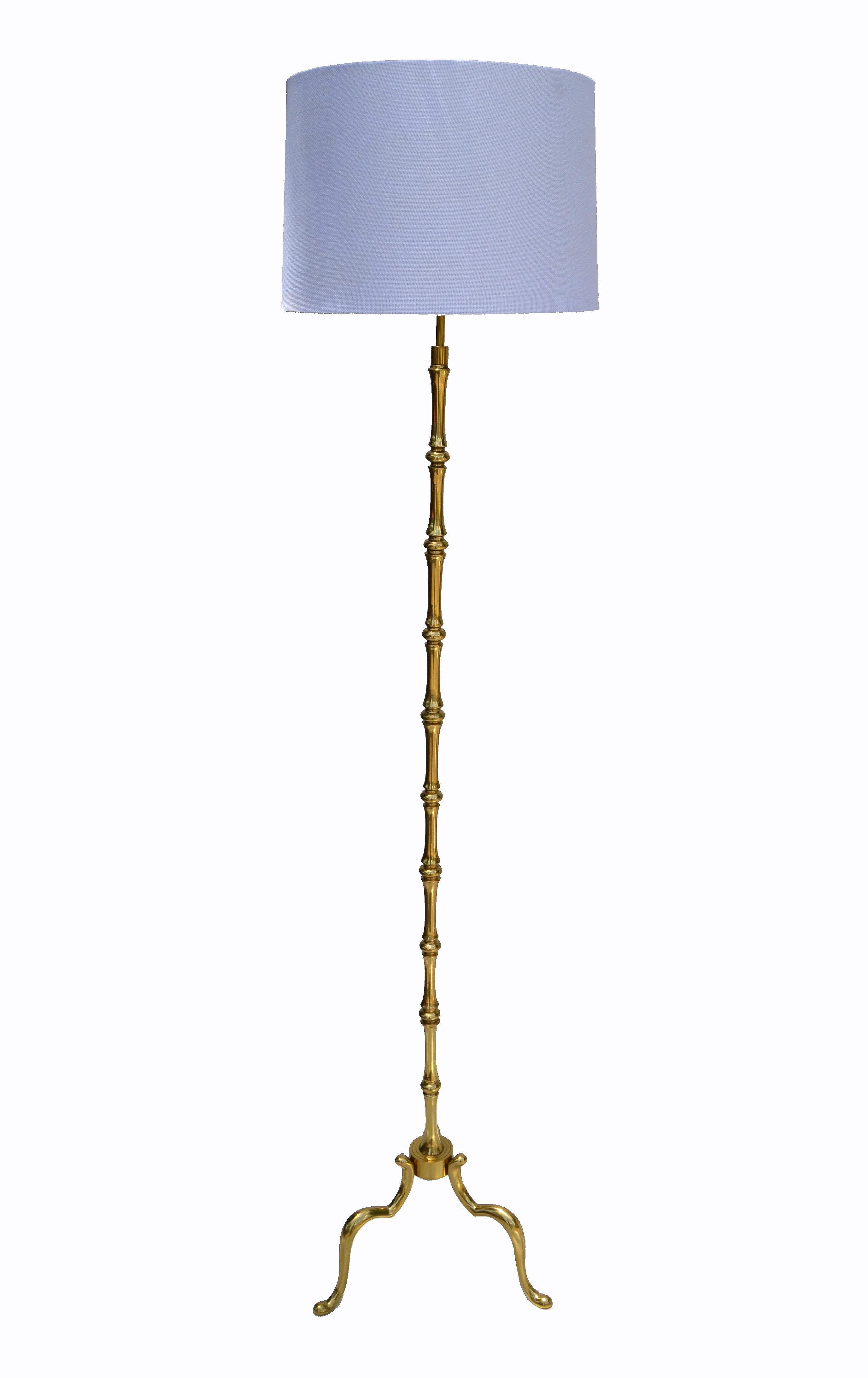 Mid-Century Modern Maison Baguès French Neoclassical Bronze Bamboo Floor Lamp For Sale