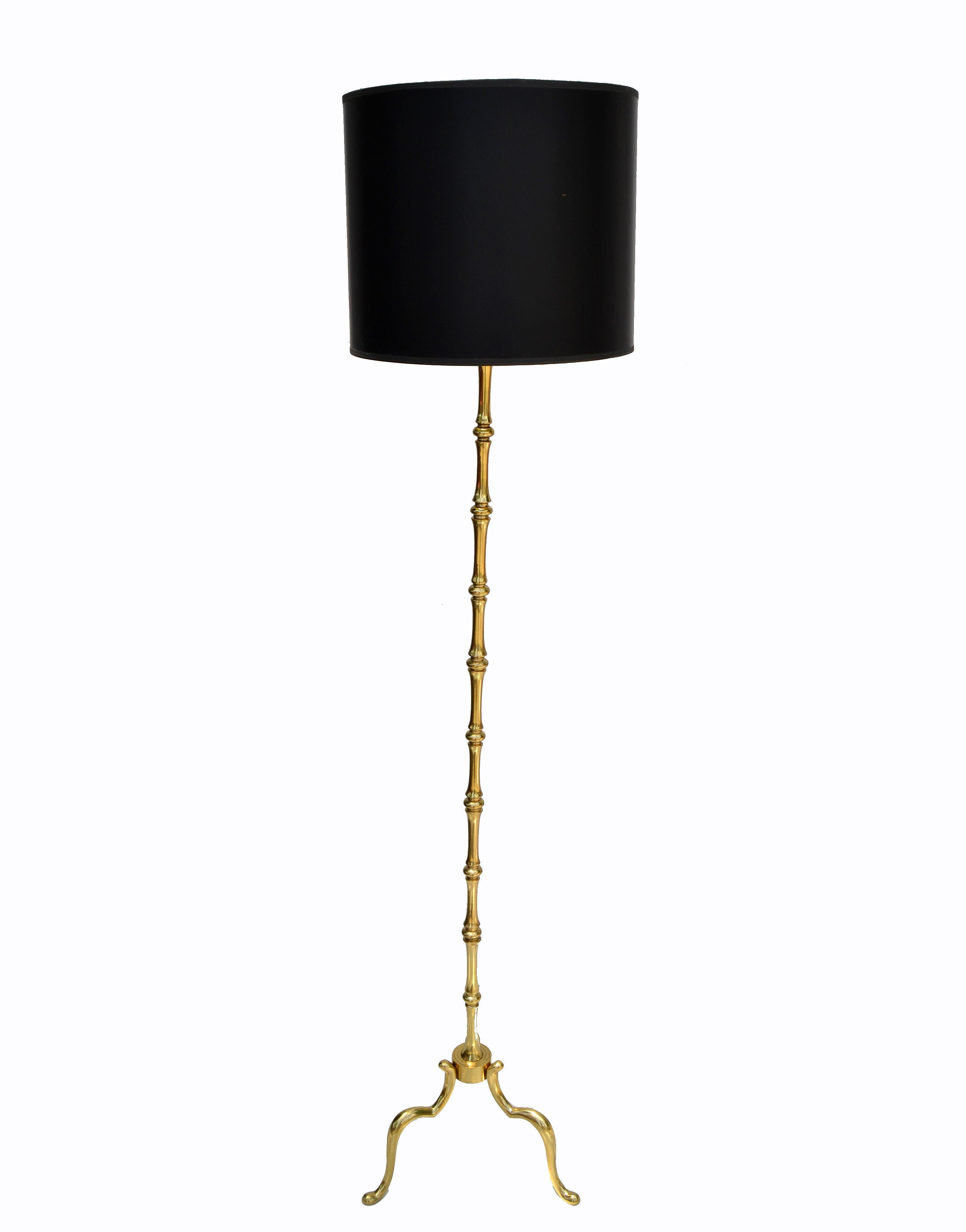 Maison Baguès Französisch Neoklassischen Bronze Bambus Stehlampe im Angebot 1