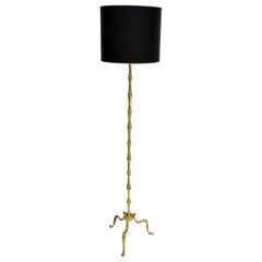 Maison Baguès French Neoclassical Bronze Bamboo Floor Lamp