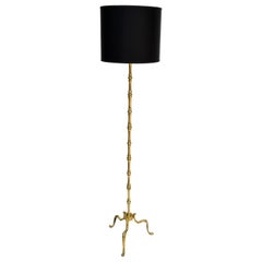 Retro Maison Baguès French Neoclassical Bronze Bamboo Floor Lamp