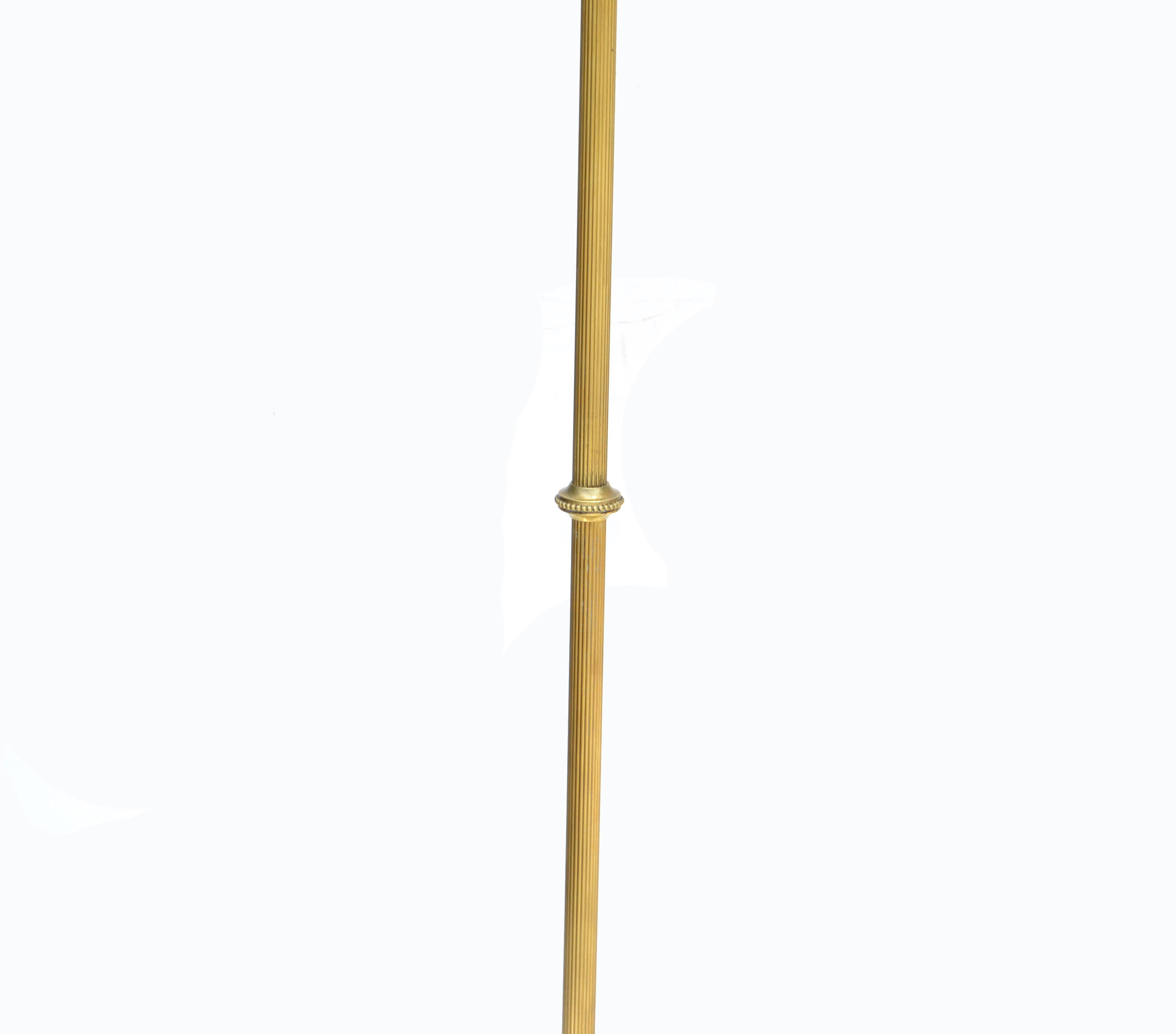 Maison Baguès French Neoclassical Bronze & Brass Round Base Floor Lamp, 1940s For Sale 2