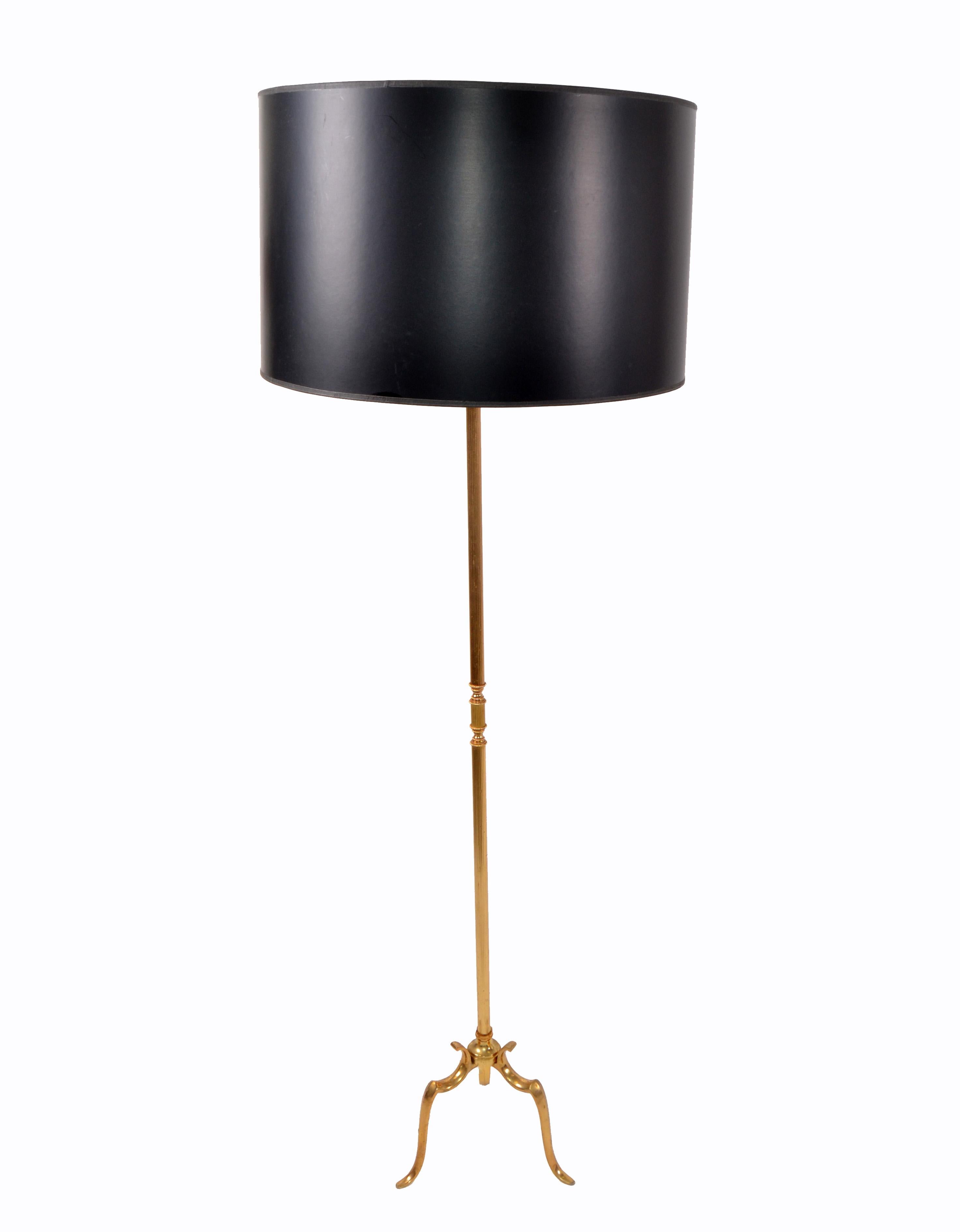 Mid-Century Modern Maison Baguès French Neoclassical Bronze Floor Lamp Tripod Base For Sale