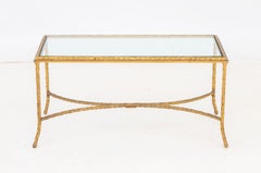 Maison Baguès Gilt Bronze Coffee Table with Glass Top, France