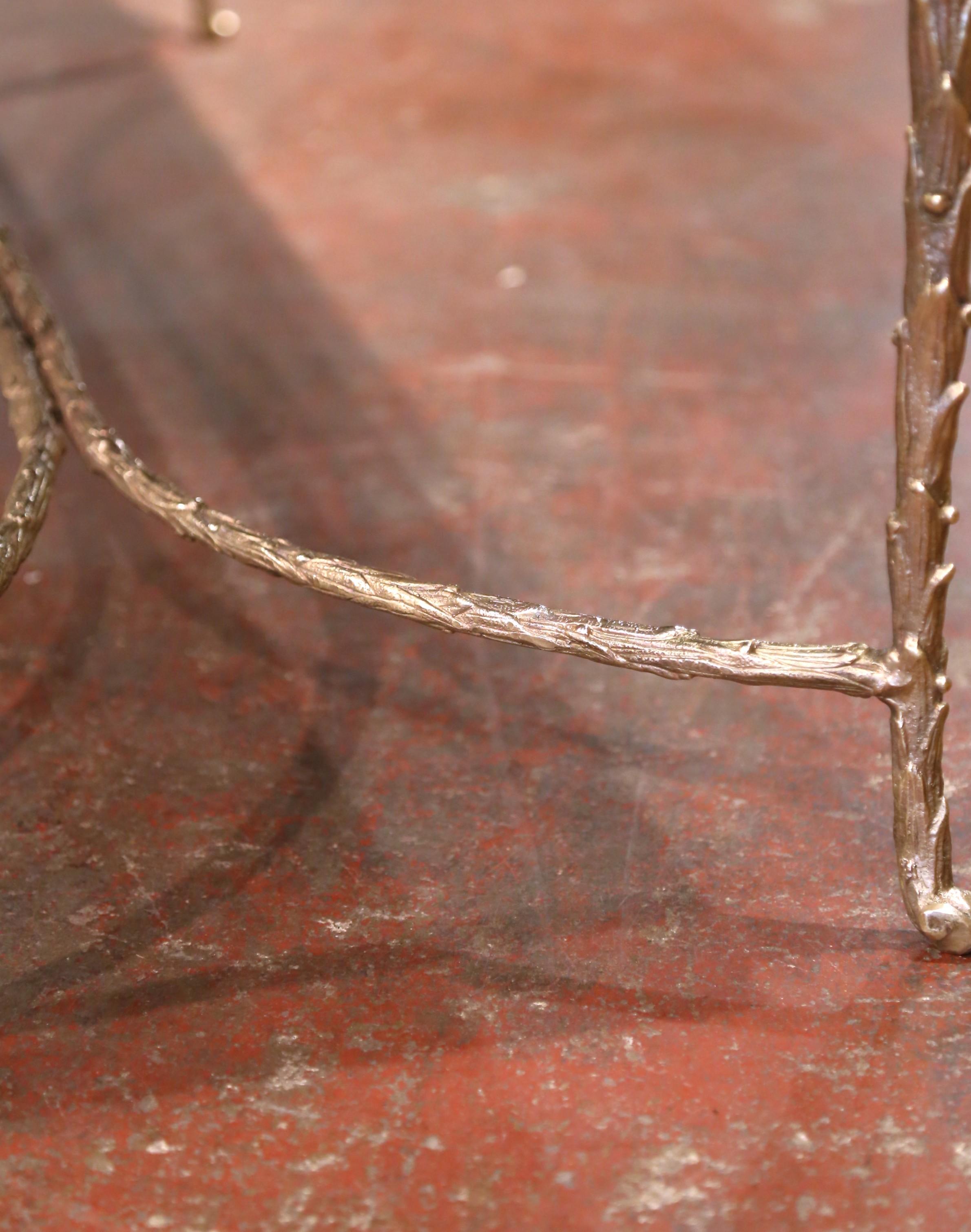 20th Century Maison Baguès Gilt Bronze Coffee Table with Mirrored Glass Top, circa 1950 For Sale