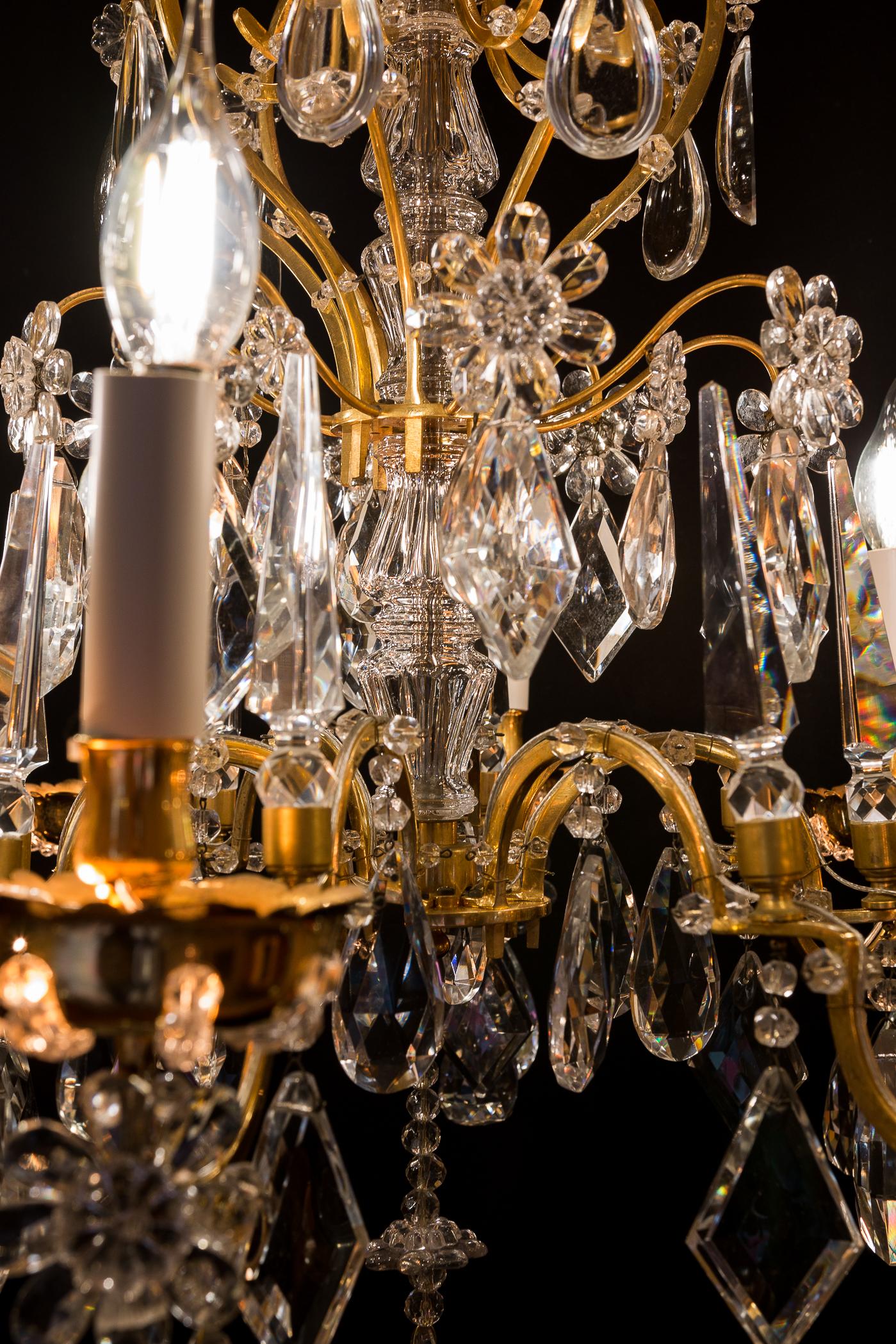 Maison Baguès Gilt-Bronze & Crystal Chandelier, circa 1920-1940 For Sale 7