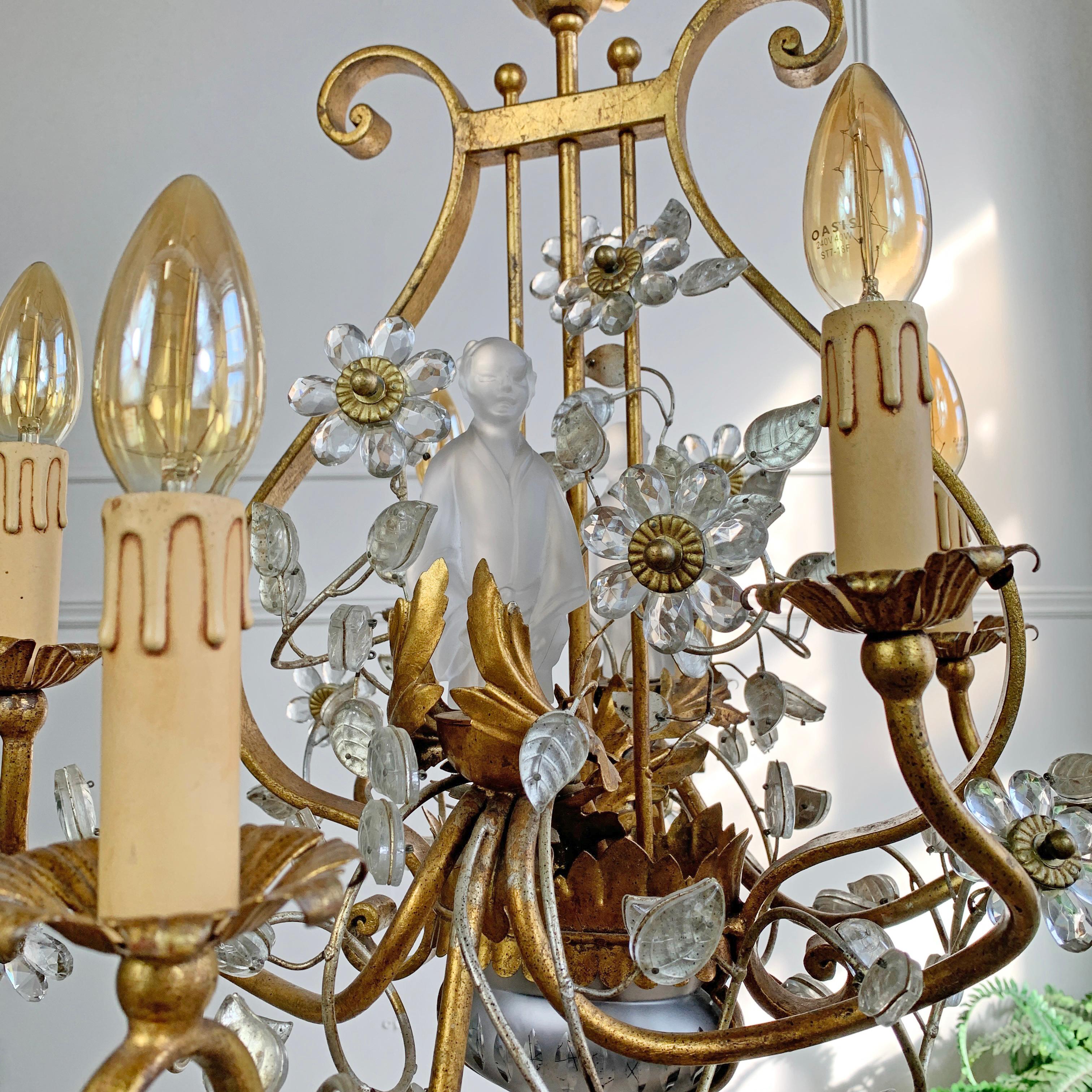 Banci Firenze Gold Crystal Chinoiserie Chandelier For Sale 7