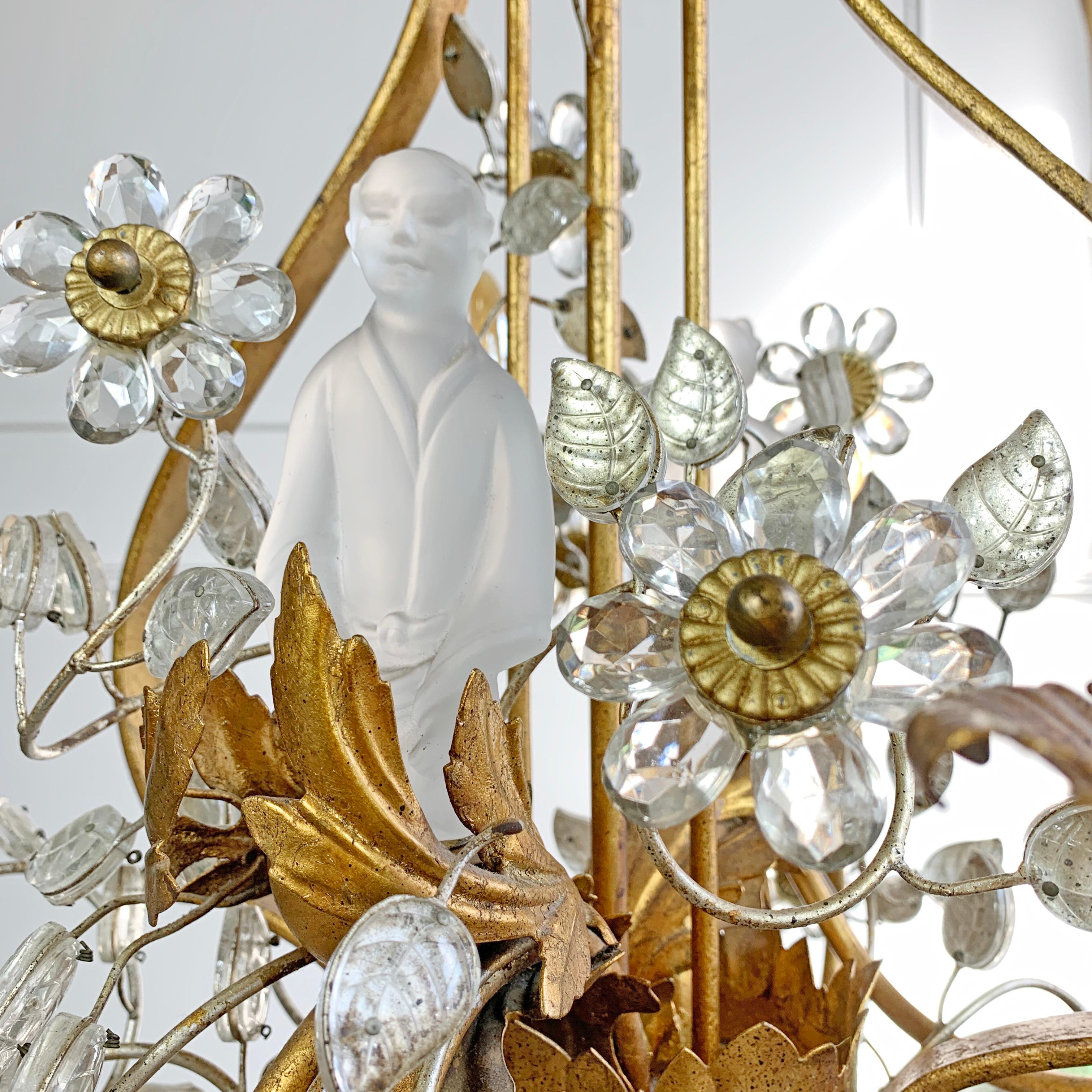 Gilt Banci Firenze Gold Crystal Chinoiserie Chandelier For Sale