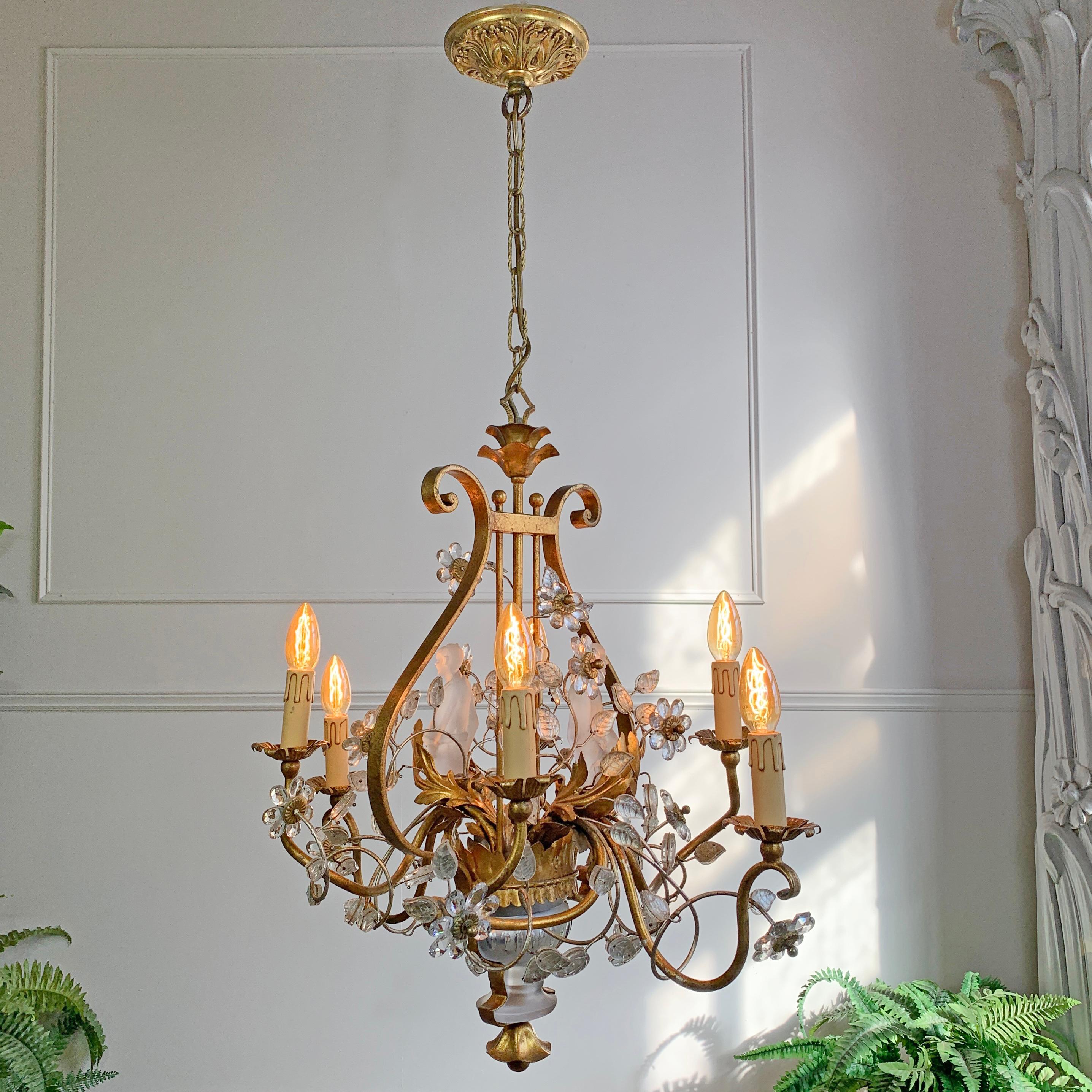 Banci Firenze Gold Crystal Chinoiserie Chandelier For Sale 3