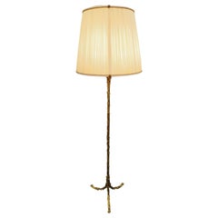 Maison Baguès Giltbronze Palm Frond Floor Lamp with Custom Silk Shade