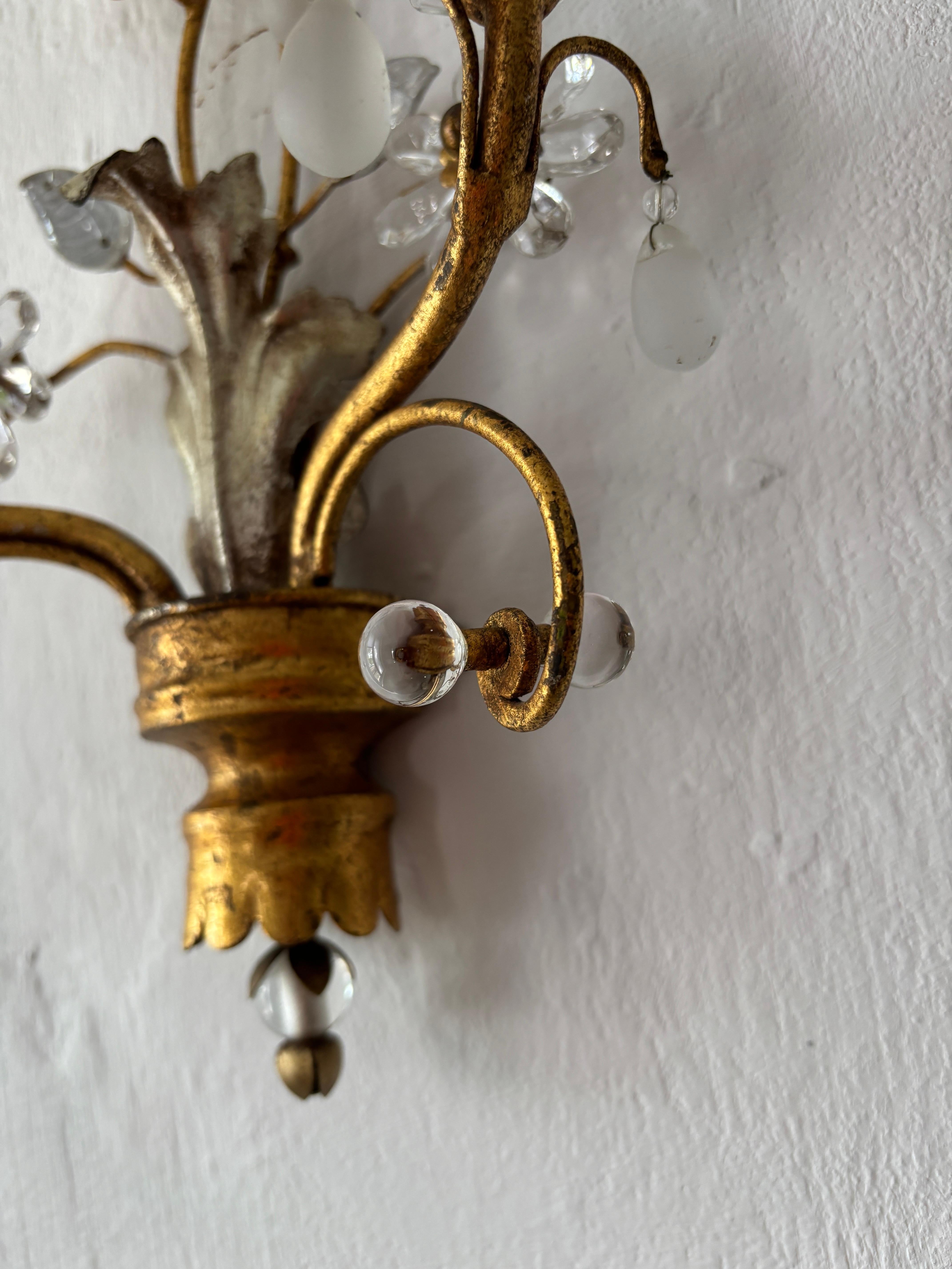 Cristallo Maison Bagues Fiori d'oro e d'argento - Sconcese francesi, c.C. 1940 Firmato in vendita