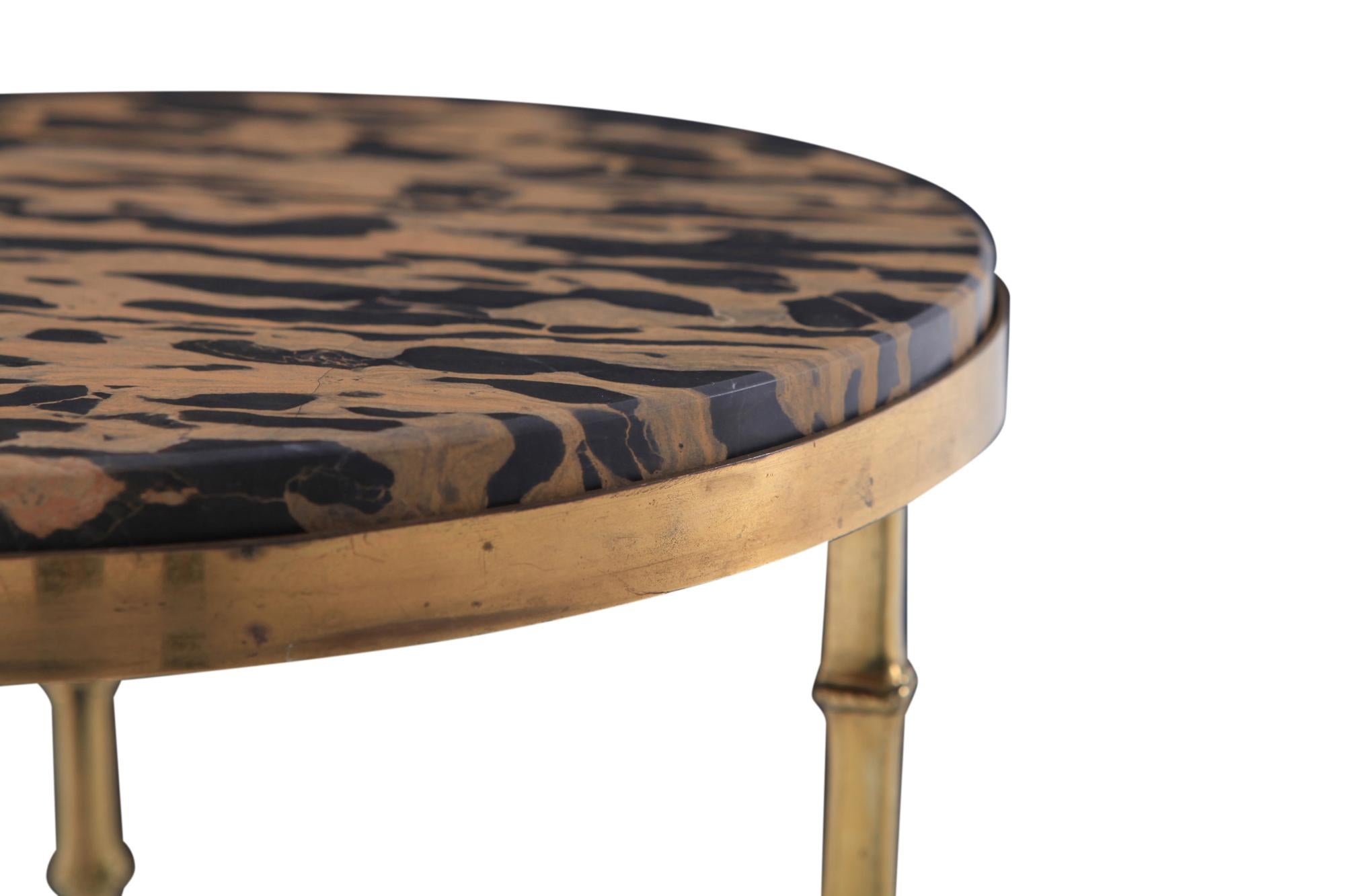 Maison Baguès Hollywood Regency Brass and Marble Side Table 2