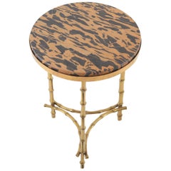 Maison Baguès Hollywood Regency Brass and Marble Side Table