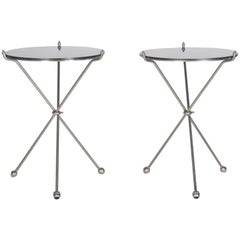 Maison Baguès Hollywood Regency Campaign Tables in Nickel