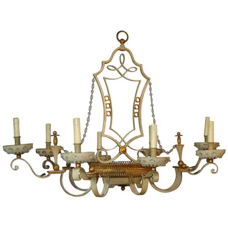 Maison Baguès, Lampadario in lamiera laccata e dorata, 1950 circa
