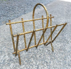 Maison Baguès, Lacquered Metal and Imitation Bamboo News Paper Rack
