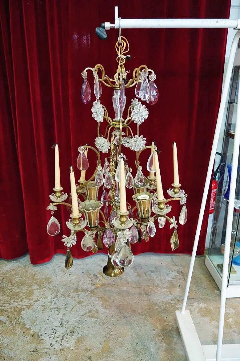 Grand lustre en bronze et cristal de la Maison Bagus Bon état - En vente à Saint-Ouen, FR