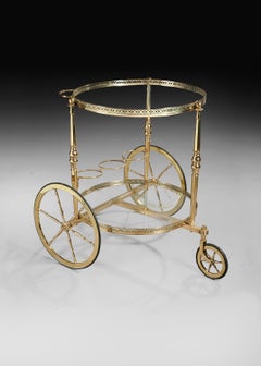 Maison Bagues Mid-20th Century Circular Brass Bar Cart Trolley