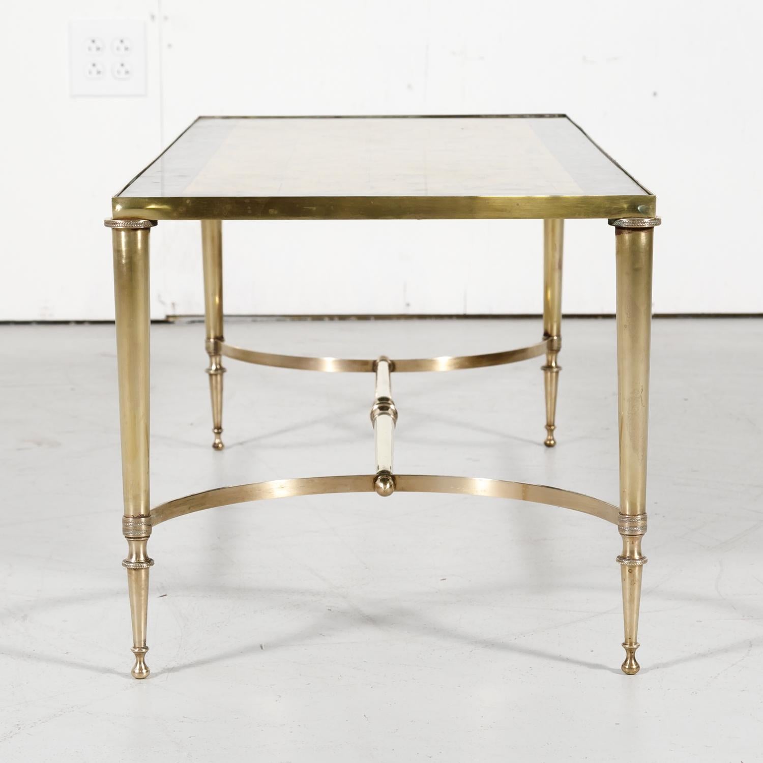 Maison Baguès Midcentury French Brass and Églomisé Coffee or Cocktail Table 6