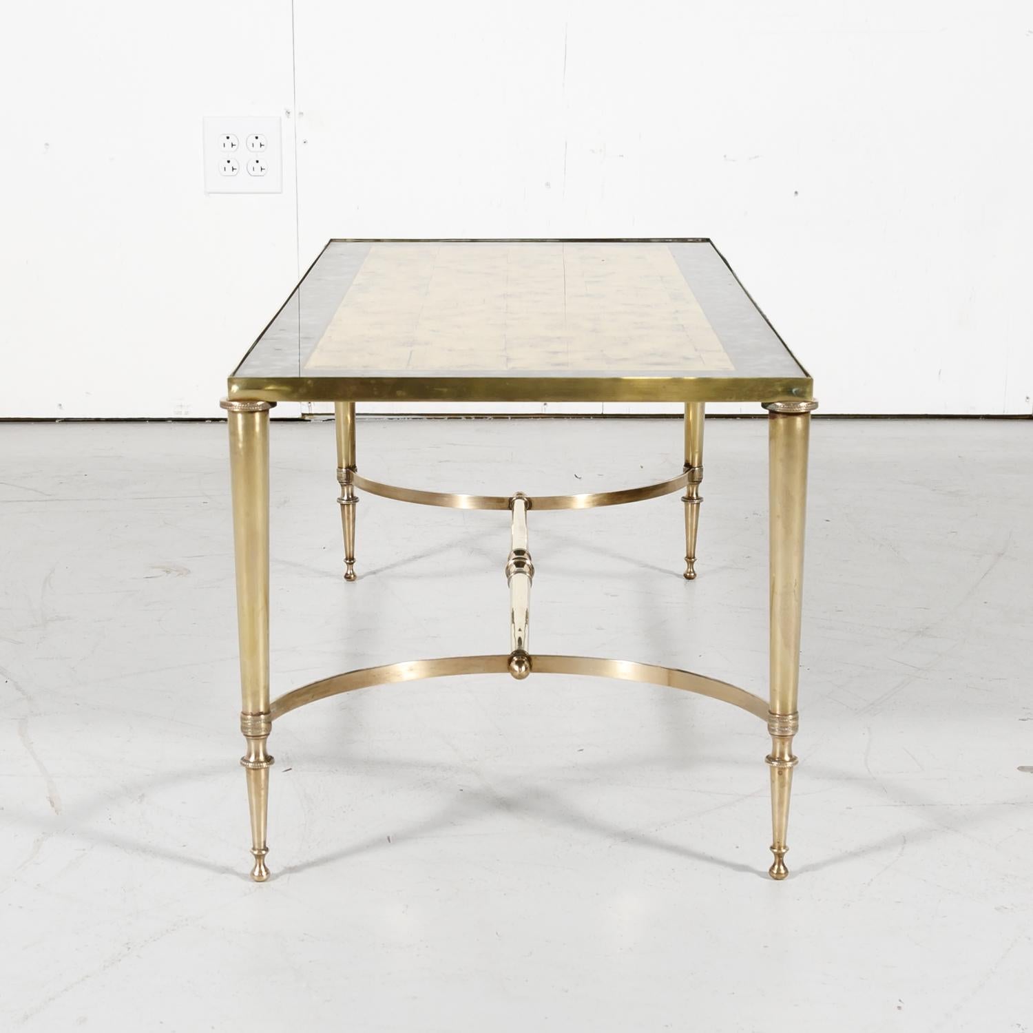 Maison Baguès Midcentury French Brass and Églomisé Coffee or Cocktail Table 7