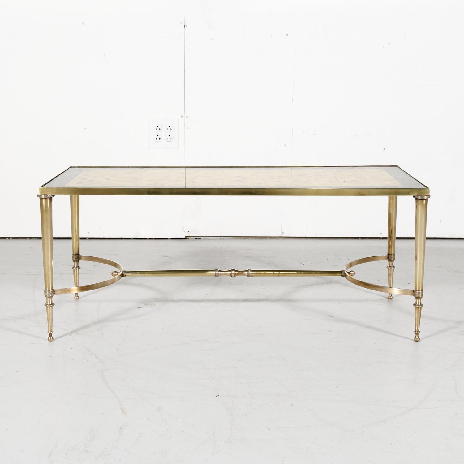 Mid-Century Modern Maison Baguès Midcentury French Brass and Églomisé Coffee or Cocktail Table