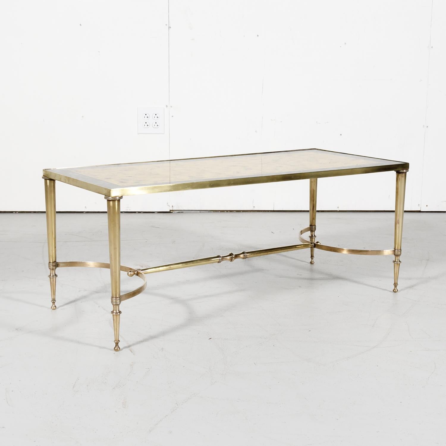 Mid-20th Century Maison Baguès Midcentury French Brass and Églomisé Coffee or Cocktail Table