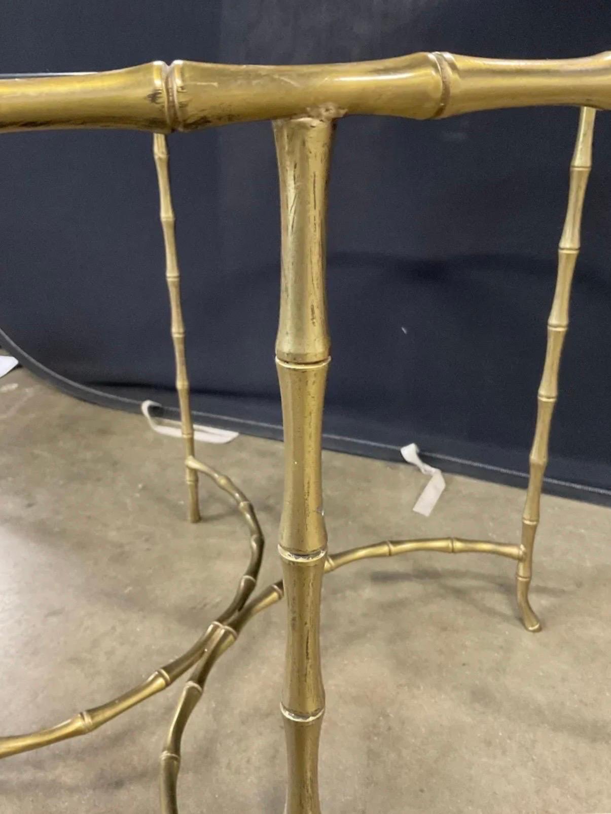 Maison Baguès Mid-Century Modern Round Glass Brass Bronze Coffee Cocktail Table For Sale 1