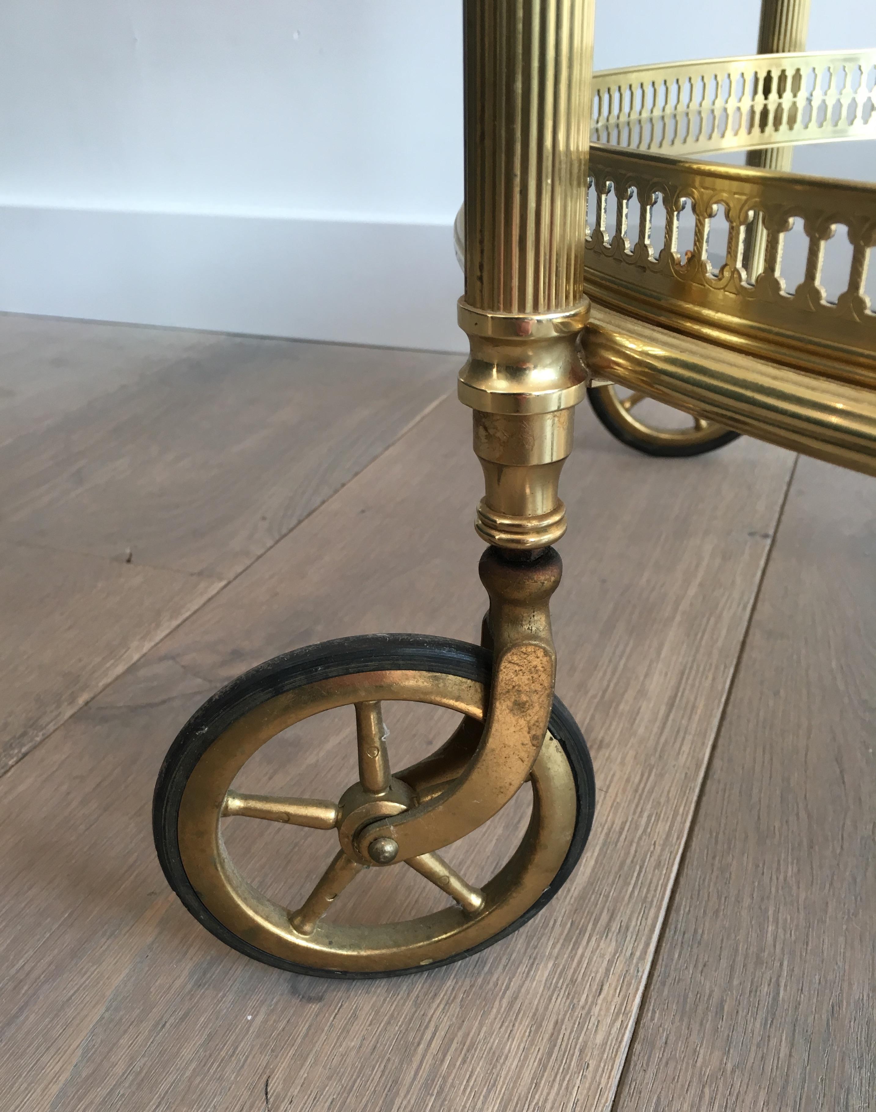 Maison Bagués, Neoclassical Round Brass Drinks Trolley, French, circa 1940 6