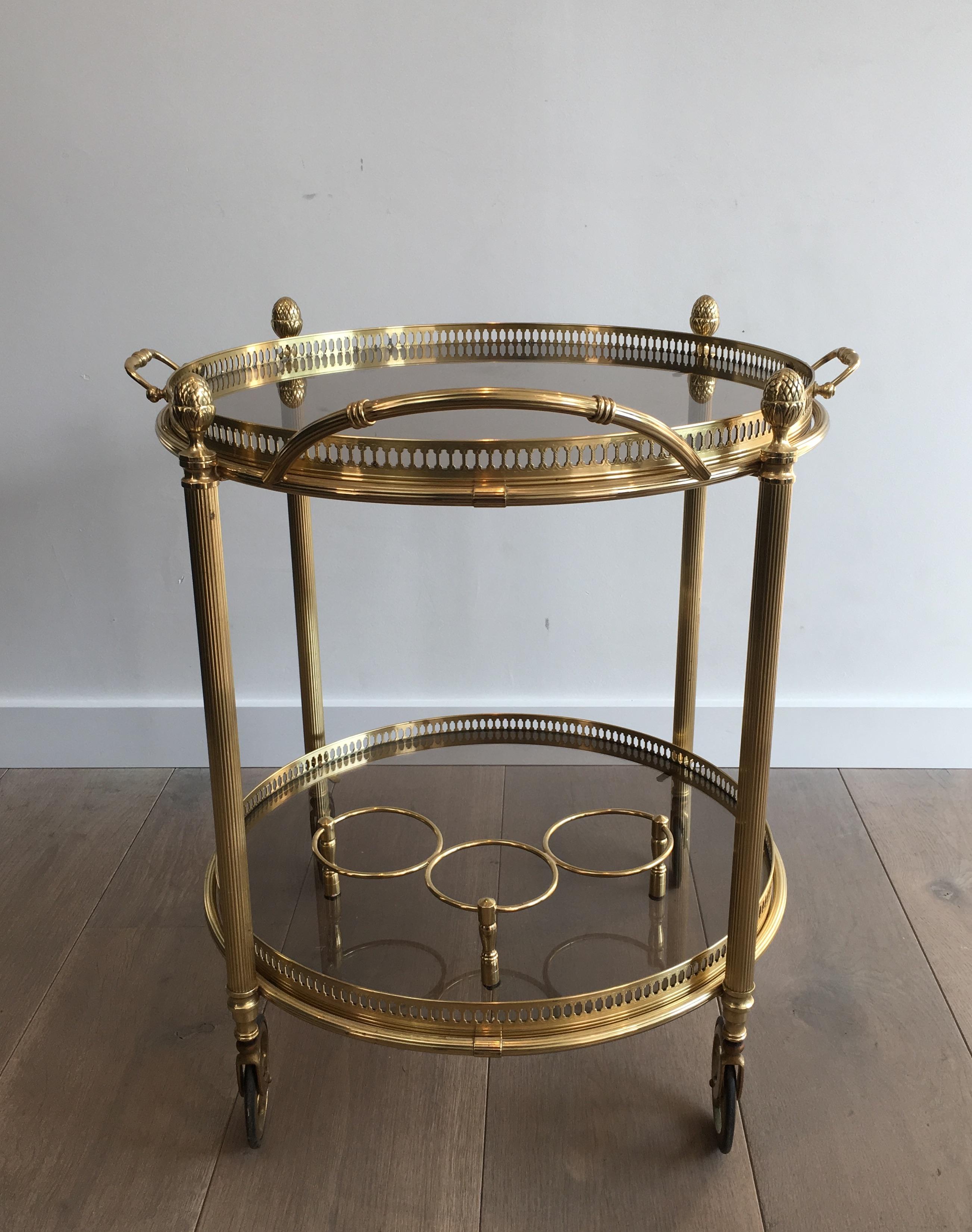 Maison Bagués, Neoclassical Round Brass Drinks Trolley, French, circa 1940 9