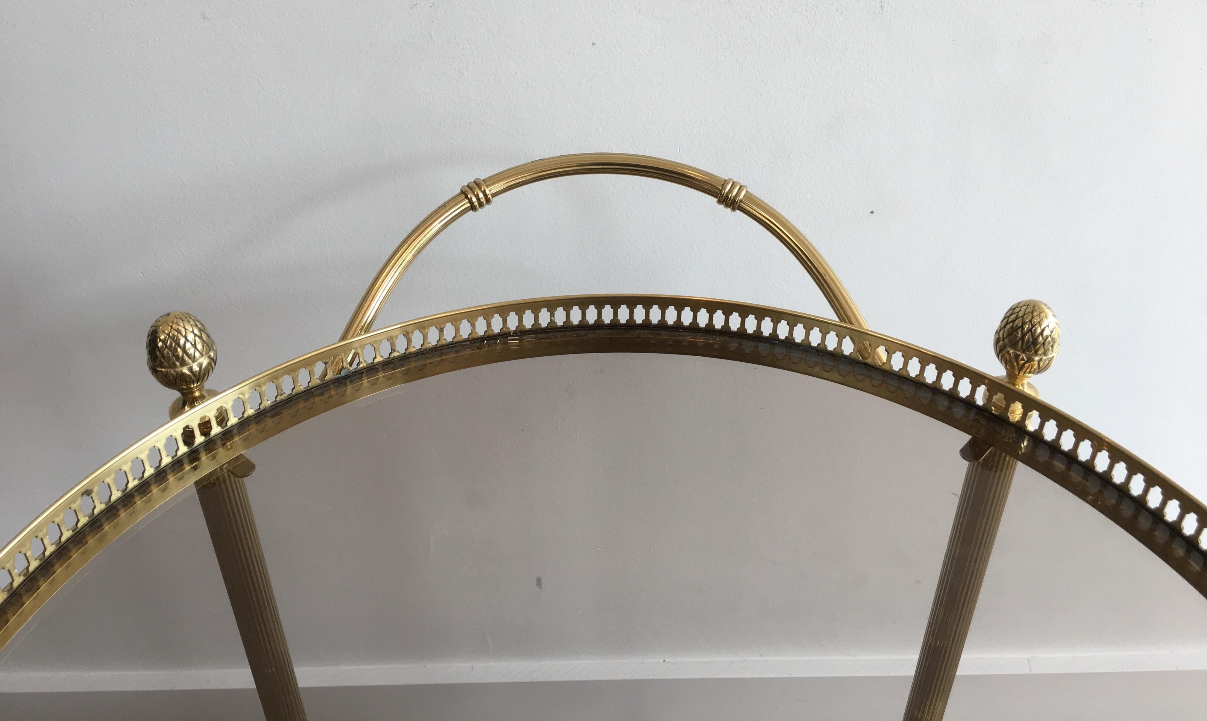 Mid-20th Century Maison Bagués, Neoclassical Round Brass Drinks Trolley, French, circa 1940
