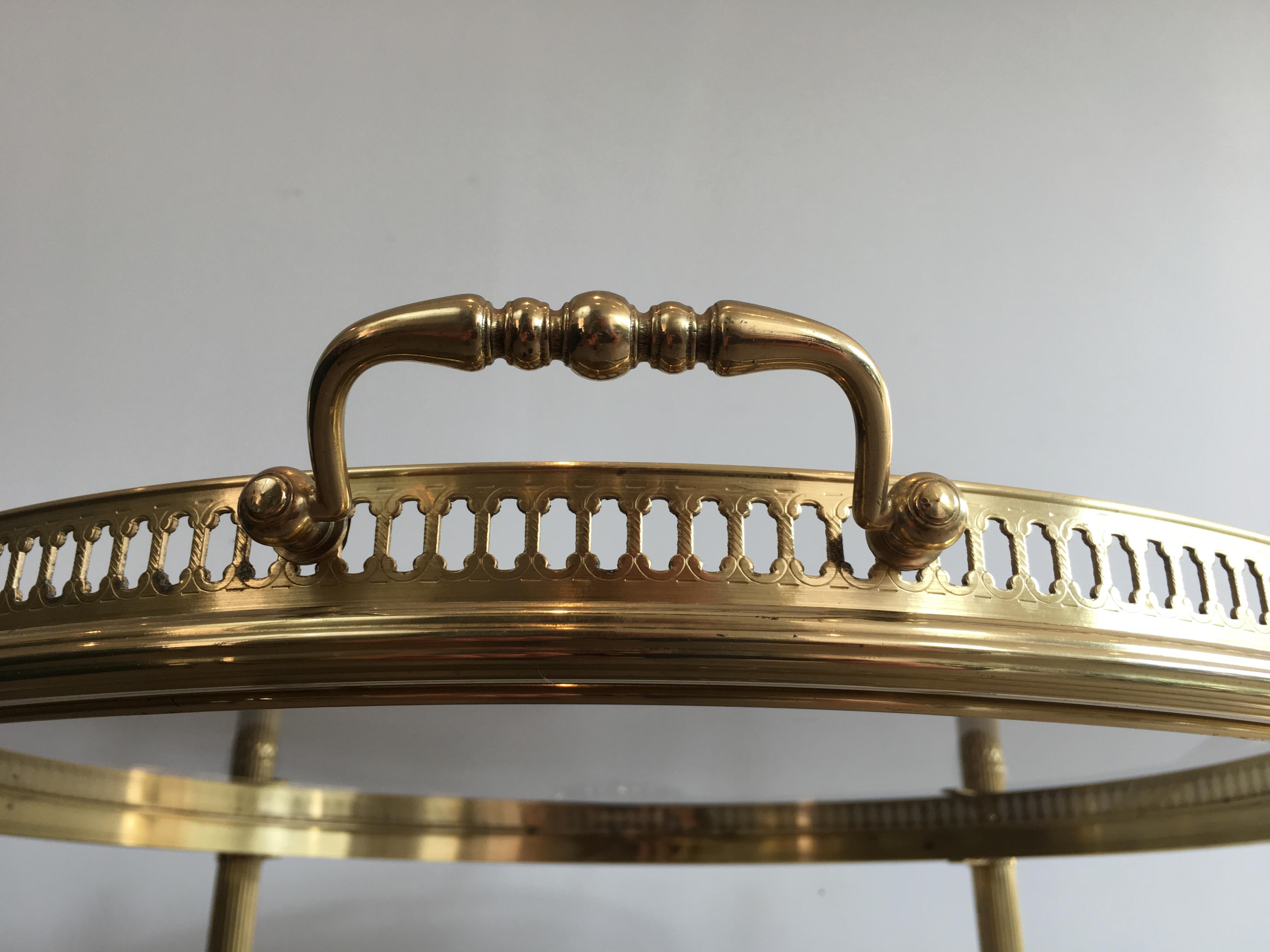Maison Bagués, Neoclassical Round Brass Drinks Trolley, French, circa 1940 1