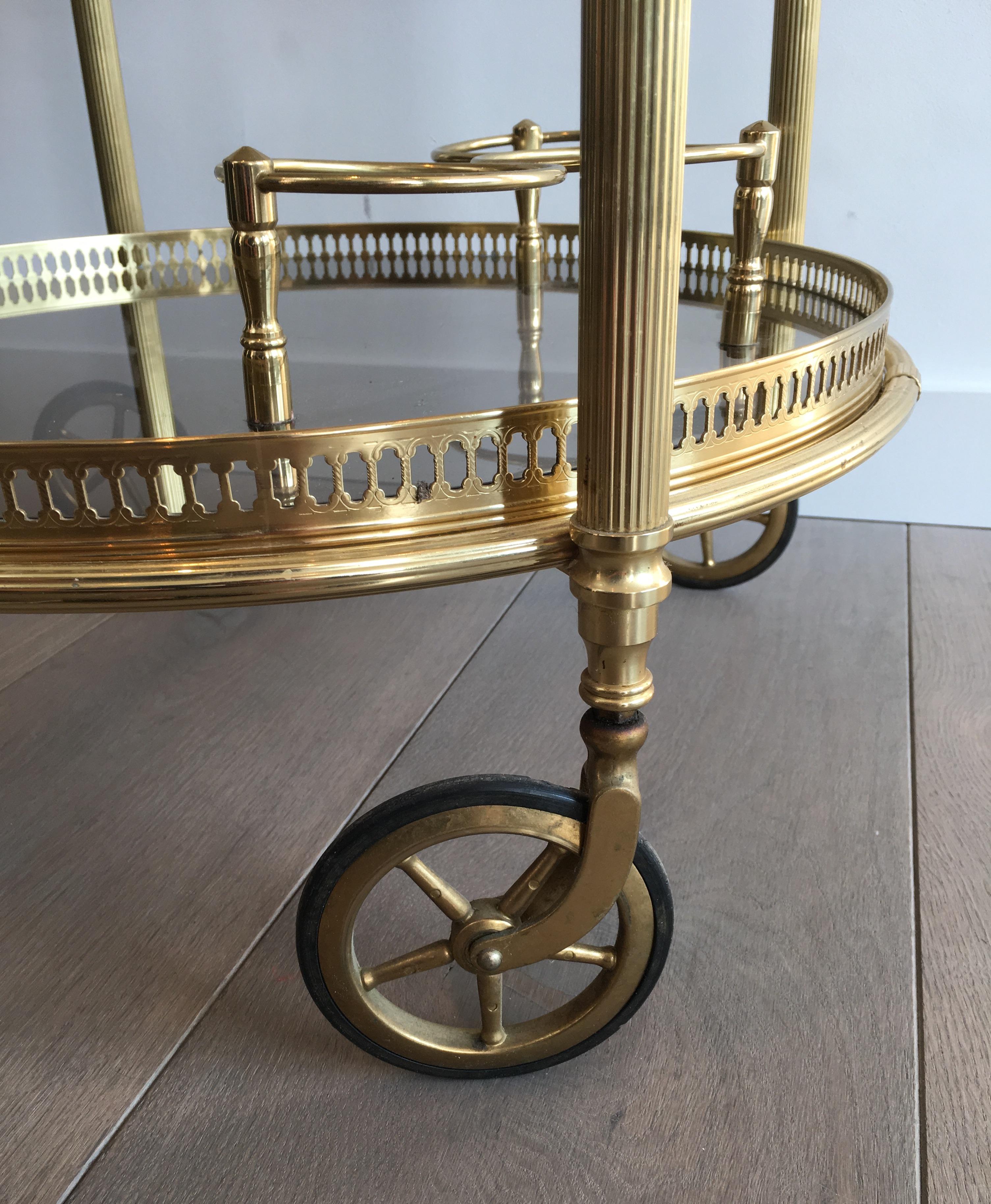 Maison Bagués, Neoclassical Round Brass Drinks Trolley, French, circa 1940 2