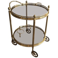 Maison Bagués, Neoclassical Round Brass Drinks Trolley, French, circa 1940
