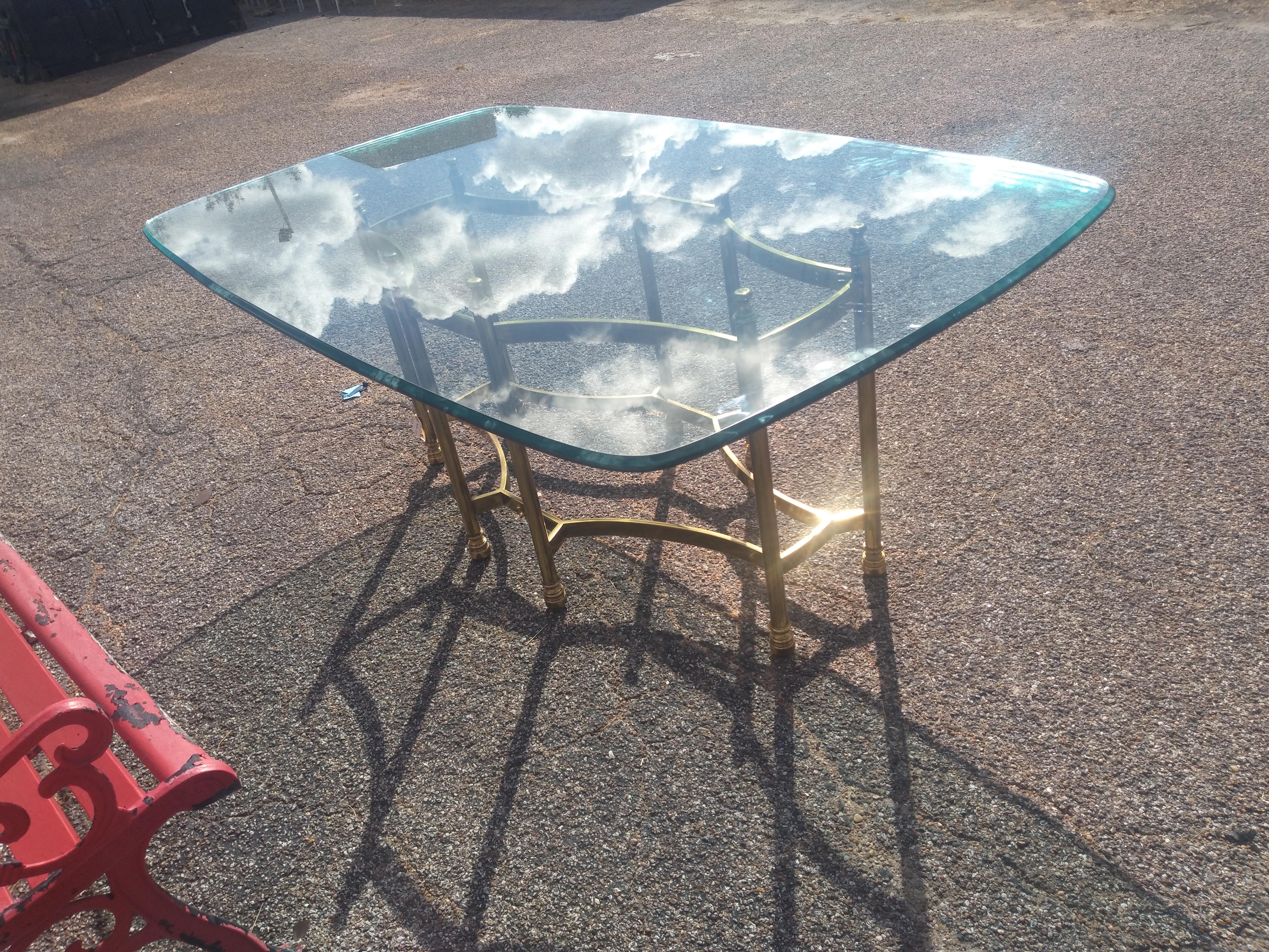 Mid-20th Century Maison Bagues Neoclassical Style Brass and Glass Dining Table For Sale